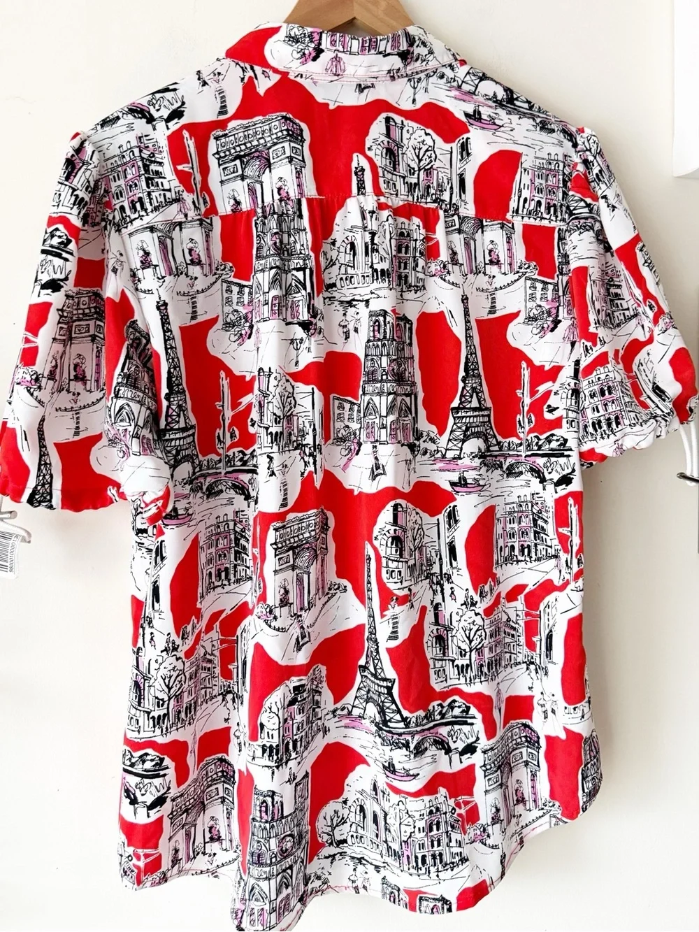 Karl Lagerfeld Bungee-Sleeve Blouse Parisian Sketch Theme Print Size Medium - Picture 3 of 13